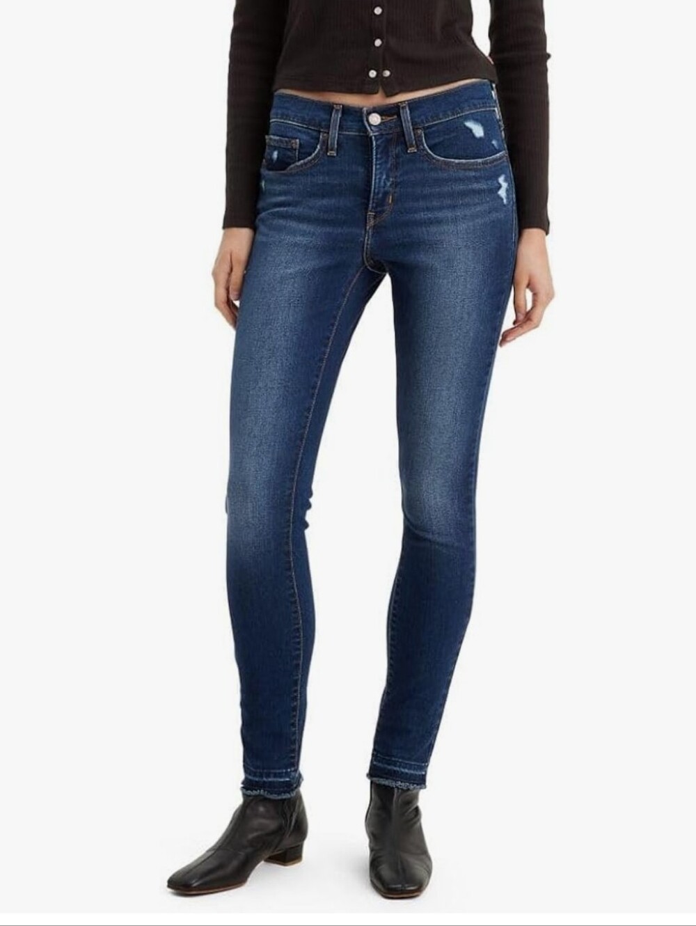 Women's Dark Blue Straight Leg Jeans